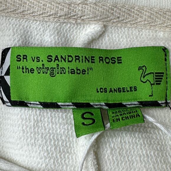 Sandrine Rose L'Artiste Pullover Distressed Hoodie Sweatshirt Cream Women S NWT - Picture 2 of 11